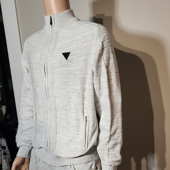 Guess Gray Zip Up Sweater with Mock Neck - Picture 2 of 10